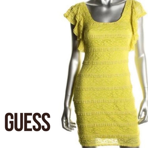 Guess Dresses & Skirts - GUESS Lime Green Lace Mini Dress. NWOT